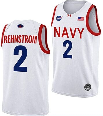Lysander Rehnstrom Jersey #2 Navy Midshipmen NASA-Themed Basketball uniform 2023-24 White