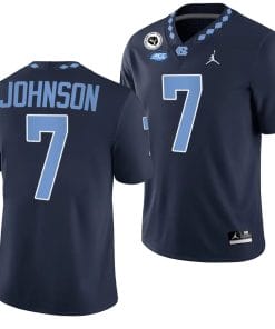 Max Johnson Jersey #7 North Carolina Tar Heels Alternate College Football Navy 2024