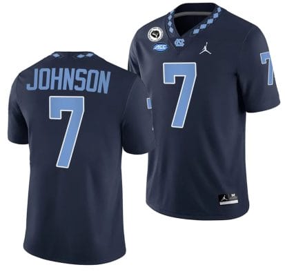 Max Johnson Jersey #7 North Carolina Tar Heels Alternate College Football Navy 2024