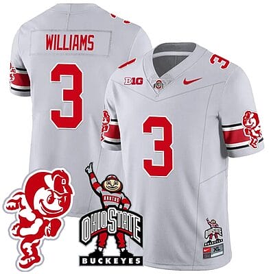 Miyan Williams Jersey #3 Ohio State Buckeyes Football Stitched Brutus Buckeye Patch Gray