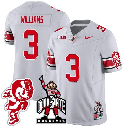 Miyan Williams Jersey #3 Ohio State Buckeyes Football Stitched Brutus Buckeye Patch Gray