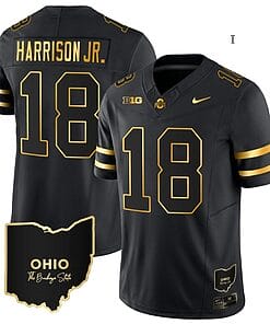 Marvin Harrison Jr Jersey #18 Ohio State Buckeyes College Football Stitched Special Vapor Limited Ohio Patch Black Gold