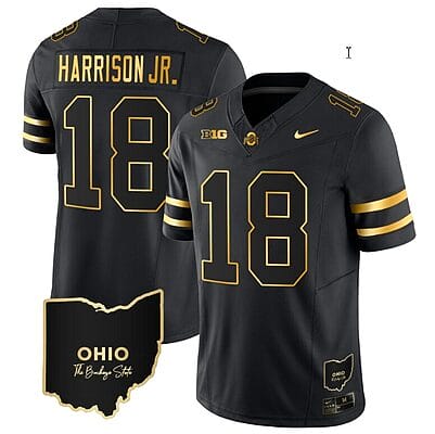 Marvin Harrison Jr Jersey #18 Ohio State Buckeyes College Football Stitched Special Vapor Limited Ohio Patch Black Gold
