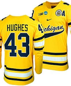 Michigan Wolverines Luke Hughes Jersey #43 NCAA Hockey Tournament Maize 2023