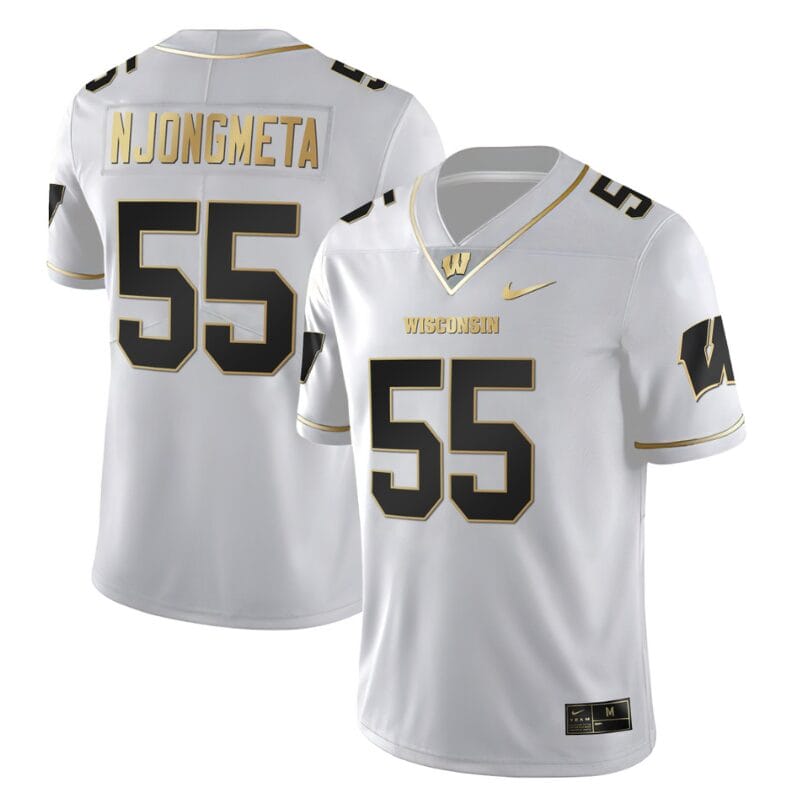 Maema Njongmeta Jersey #55 Wisconsin Badgers Gold Vapor College Football White Gold