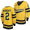 Michigan Wolverines Rutger McGroarty Jersey #2 Classic Hockey Maize Replica 2023-24