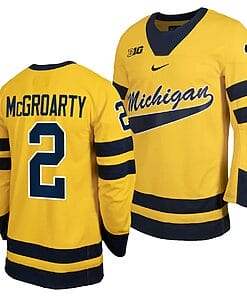 Michigan Wolverines Rutger McGroarty Jersey #2 Classic Hockey Maize Replica 2023-24