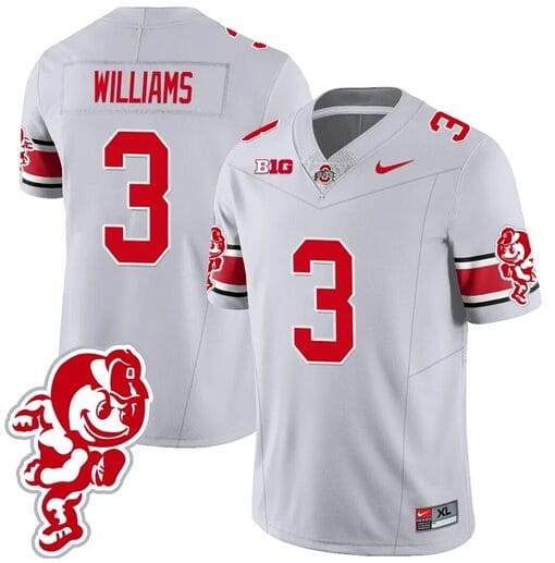 Miyan Williams Jersey #3 Ohio State Buckeyes Football 2023 Stitched Brutus Buckeye Patch Gray