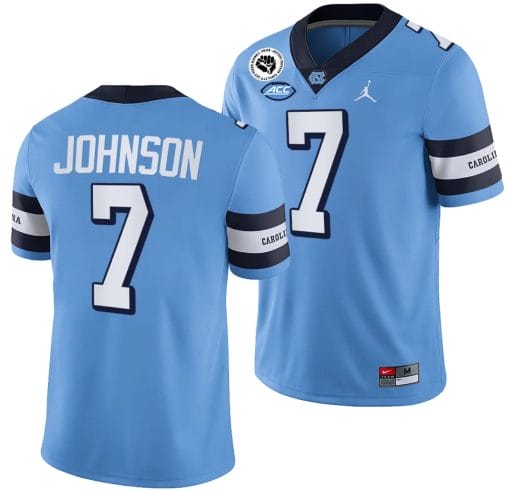 Max Johnson Jersey #7 North Carolina Tar Heels Throwback College Football Blue 2024
