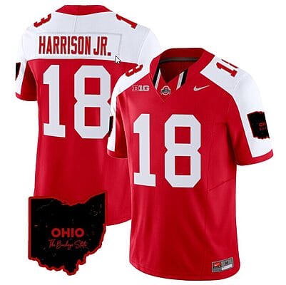 Marvin Harrison Jr Jersey #18 Ohio State Buckeyes College Football Stitched Special Vapor Limited Ohio Patch Red Alternate