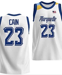 Marquette Golden Eagles Jamal Cain Jersey #23 College Basketball White