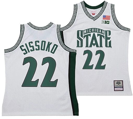 Mady Sissoko Jersey #22 Michigan State Spartans 125th Basketball Anniversary 1999 Throwback White
