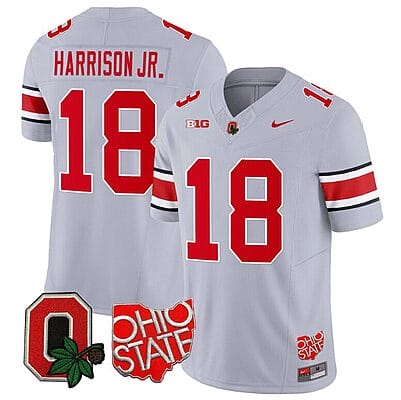 Marvin Harrison Jr Jersey #18 Ohio State Buckeyes College Football Stitched Gray