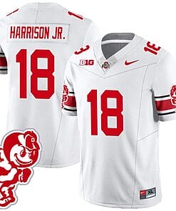 Marvin Harrison Jr Jersey #18 Ohio State Buckeyes Football 2023 Stitched Brutus Buckeye Patch White