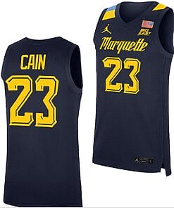 Marquette Golden Eagles Jamal Cain Jersey #23 College Basketball Blue