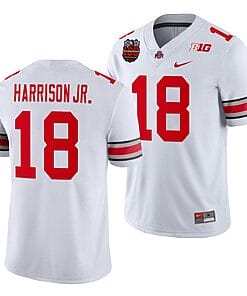Marvin Harrison Jr Jersey #18 Ohio State Buckeyes Ohio Stadium Patch College Football White