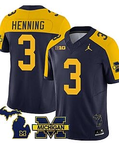 Michigan Wolverines AJ Henning Jersey #3 Special College Football 2023 Stitched Navy Alternate