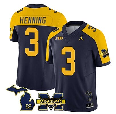 Michigan Wolverines AJ Henning Jersey #3 Special College Football 2023 Stitched Navy Alternate