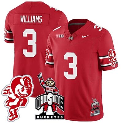 Miyan Williams Jersey #3 Ohio State Buckeyes Football Stitched Brutus Buckeye Patch Scarlet