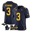 Michigan Wolverines AJ Henning Jersey #3 Special College Football 2023 Stitched Navy