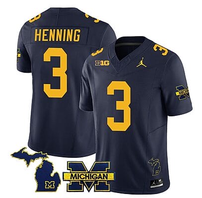 Michigan Wolverines AJ Henning Jersey #3 Special College Football 2023 Stitched Navy