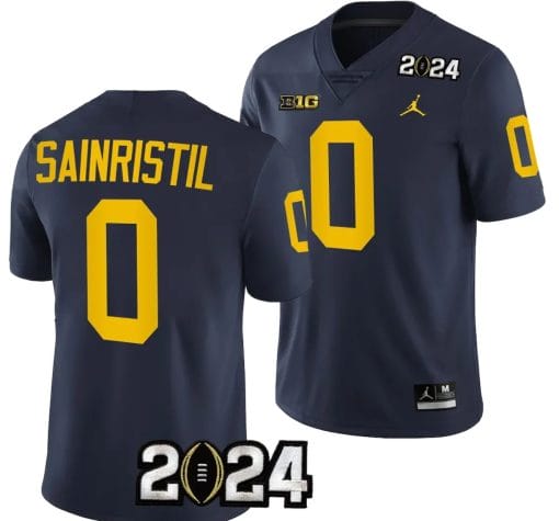 Mike Sainristil Jersey #0 Michigan Wolverines 2024 Football National Championship Playoff Navy