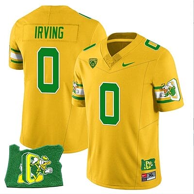Mar'Keise Irving Jersey #0 Oregon Ducks ‘Mighty Oregon’ Throwback Football Oregon State Yellow