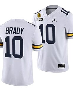 Michigan Wolverines TM 42 Patch Honor Tate Myre #25 Tom Brady Jersey #10 All Stitched White