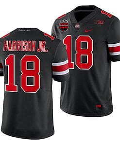 Marvin Harrison Jr Jersey #18 Ohio State Buckeyes Ohio Stadium Patch College Football Black