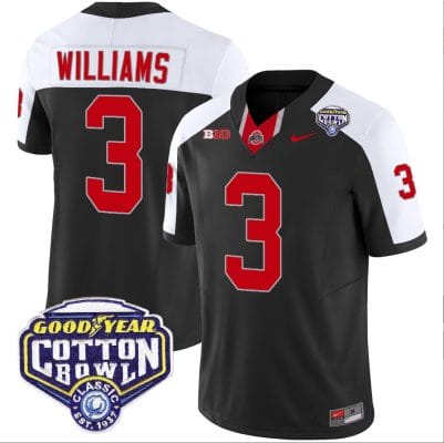 Miyan Williams Jersey #3 Ohio State Buckeyes Cotton Bowl Patch Vapor Football Black
