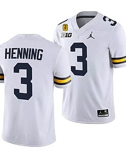 Michigan Wolverines TM 42 Patch Honor Tate Myre #25 AJ Henning Jersey #3 All Stitched White