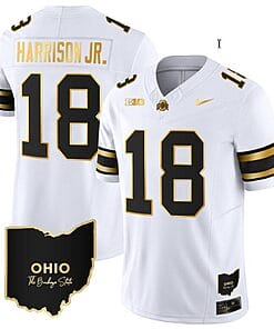 Marvin Harrison Jr Jersey #18 Ohio State Buckeyes College Football Stitched Special Vapor Limited Ohio Patch White Gold