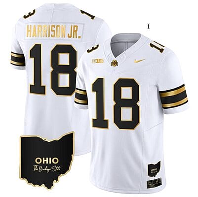 Marvin Harrison Jr Jersey #18 Ohio State Buckeyes College Football Stitched Special Vapor Limited Ohio Patch White Gold