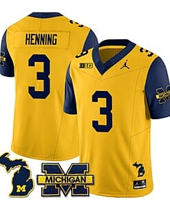 Michigan Wolverines AJ Henning Jersey #3 Special College Football 2023 Stitched Navvy Sleeves