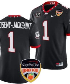 Marcus Rosemy Jacksaint Jersey #1 Georgia Bulldogs Orange Bowl Patch 2023 College Football Black
