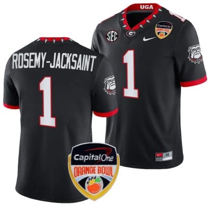 Marcus Rosemy Jacksaint Jersey #1 Georgia Bulldogs Orange Bowl Patch 2023 College Football Black