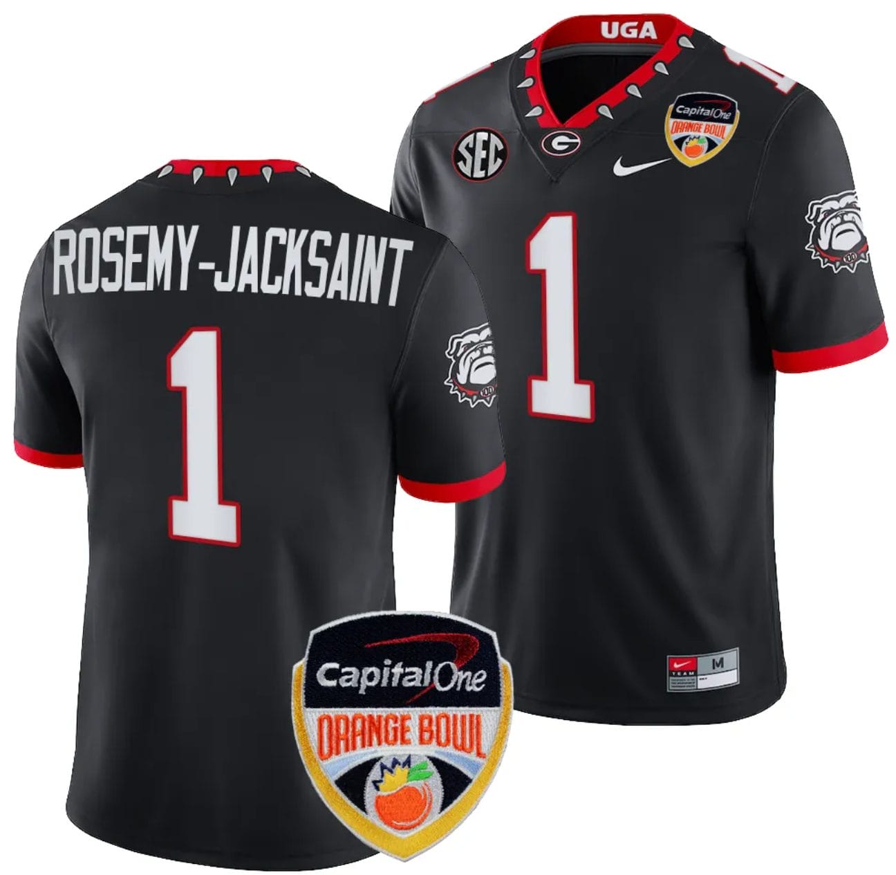 Marcus Rosemy Jacksaint Jersey #1 Georgia Bulldogs Orange Bowl Patch 2023 College Football Black