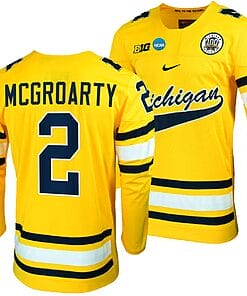 Michigan Wolverines Rutger McGroarty Jersey #2 NCAA Hockey Tournament Maize 2023