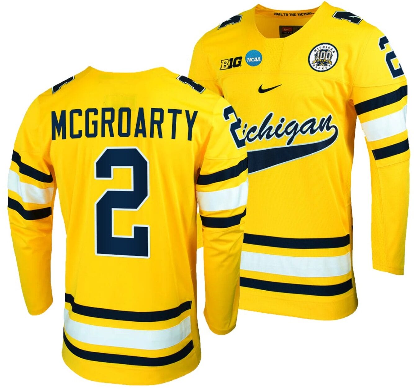 Michigan Wolverines Rutger McGroarty Jersey #2 NCAA Hockey Tournament Maize 2023