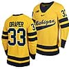 Michigan Wolverines Kienan Draper Jersey #33 Classic Hockey Maize Replica 2023-24