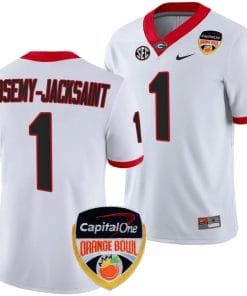 Marcus Rosemy Jacksaint Jersey #1 Georgia Bulldogs Orange Bowl Patch 2023 College Football White