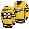 Michigan Wolverines Philippe Lapointe Jersey #22 Classic Hockey Maize Replica 2023-24