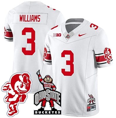 Miyan Williams Jersey #3 Ohio State Buckeyes Football Stitched Brutus Buckeye Patch White
