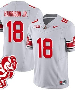 Marvin Harrison Jr Jersey #18 Ohio State Buckeyes Football 2023 Stitched Brutus Buckeye Patch Gray