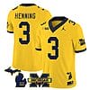 Michigan Wolverines AJ Henning Jersey #3 Special College Football 2023 Stitched Maize