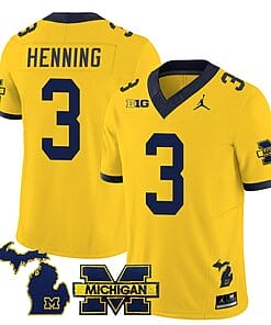 Michigan Wolverines AJ Henning Jersey #3 Special College Football 2023 Stitched Maize