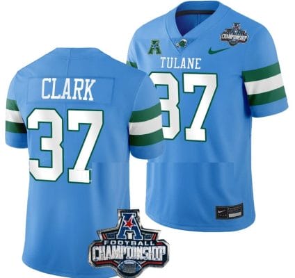 Macon Clark Jersey #37 Tulane Green Wave 2022 ACC Football Championship Blue