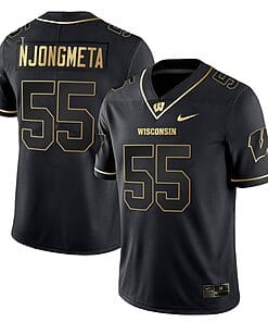 Maema Njongmeta Jersey #55 Wisconsin Badgers Gold Vapor College Football Black Gold