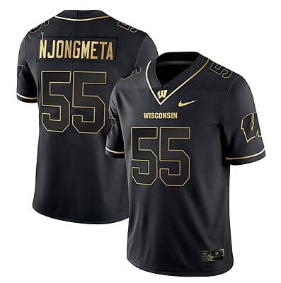 Maema Njongmeta Jersey #55 Wisconsin Badgers Gold Vapor College Football Black Gold