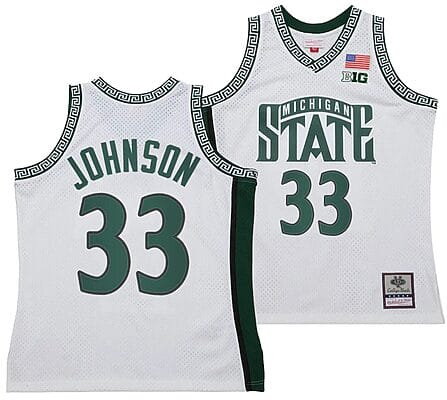 Magic Johnson Jersey #33 Michigan State Spartans 125th Basketball Anniversary 1999 Throwback White